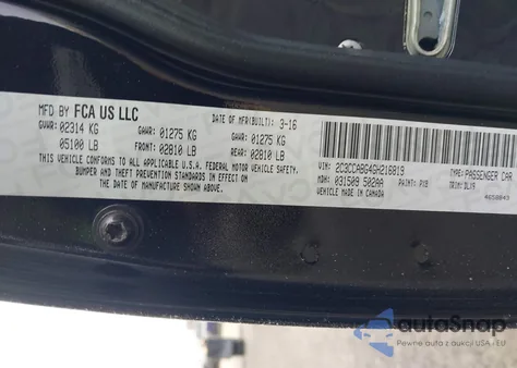 2016 Chrysler 300 300S z USA, uszkodzony, nr VIN 2C3CCABG4GH216819